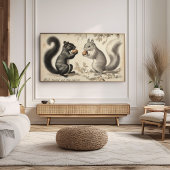 Vintages Schwarzes Eichhörnchen und Grauhörnchen Poster