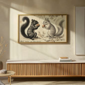 Vintages Schwarzes Eichhörnchen und Grauhörnchen Poster