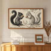 Vintages Schwarzes Eichhörnchen und Grauhörnchen Poster