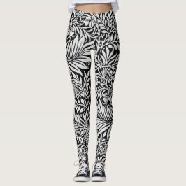 Vintages Schwarzes Floral Larkspur Botanisches Mus Leggings