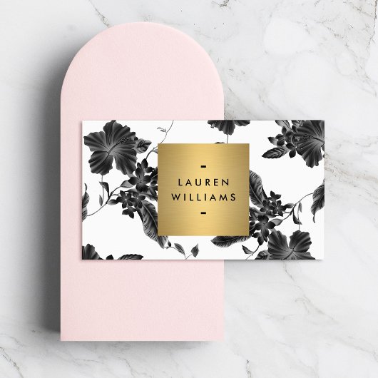 Vintages Schwarzes Flurmuster Visitenkarte