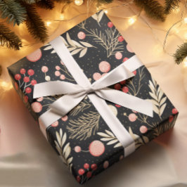 Vintages Schwarzes Gold und Rosa | Ornamente Botan Geschenkpapier