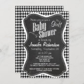 Vintages Schwarzes Hahnentrittmuster Einladung (Vorne/Hinten)