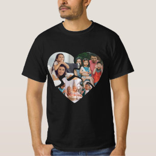 Vintages Schwarzes Herzvalentiner Tag Foto Collage T-Shirt