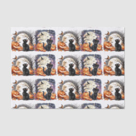 Vintages Schwarzes Katzendekoupage-Tissue Seidenpapier