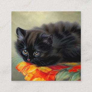 Vintages Schwarzes Kitten mit roter Blume Blanket Begleitkarte