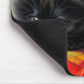 Vintages Schwarzes Kitten mit roter Blume Blanket Mousepad (Ecke)