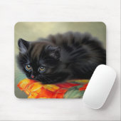 Vintages Schwarzes Kitten mit roter Blume Blanket Mousepad (Mit Mouse)