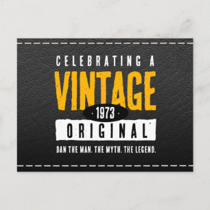 Vintages Schwarzes Leder Geburtsjahr Ankündigungspostkarte
