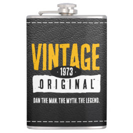 Vintages Schwarzes Leder Geburtsjahr Flachmann