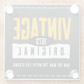 Vintages Schwarzes Leder Geburtsjahr Glasuntersetzer (Rückseite)