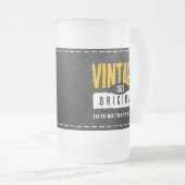 Vintages Schwarzes Leder Geburtsjahr Mattglas Bierglas (VorderseiteRechts)