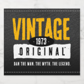 Vintages Schwarzes Leder Geburtsjahr Schaumweinetikett (Einzelnes Label)