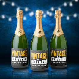 Vintages Schwarzes Leder Geburtsjahr Schaumweinetikett