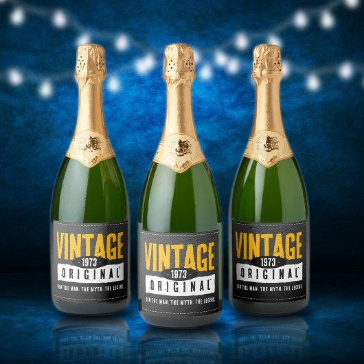 Vintages Schwarzes Leder Geburtsjahr Schaumweinetikett