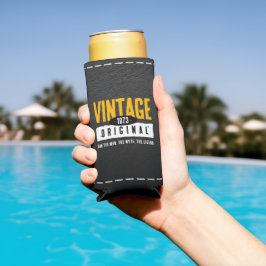 Vintages Schwarzes Leder Geburtsjahr Selters Dosenkühler