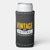 Vintages Schwarzes Leder Geburtsjahr Selters Dosenkühler (Seltzer Vorderseite)