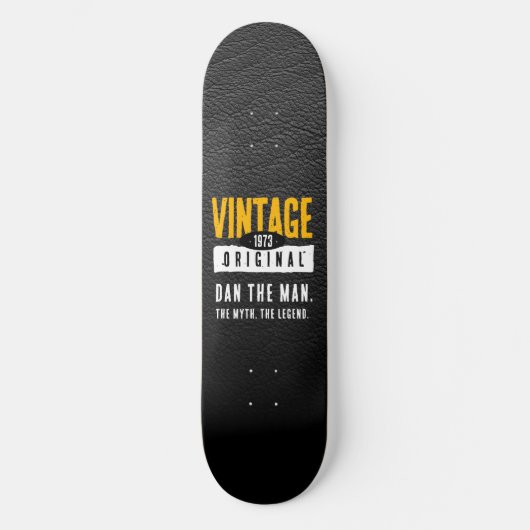 Vintages Schwarzes Leder Geburtsjahr Skateboard (Vorderseite)