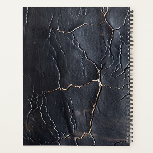 Vintages schwarzes Leder Planer (Rückseite)