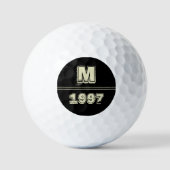 Vintages Schwarzes Monogramm Jahr Golfball (Vorderseite)