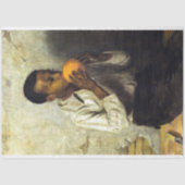 Vintages schwarzes Orangefarbenes Gewebe Seidenpapier (Vorderseite)