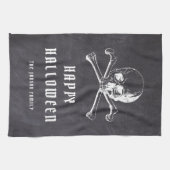 Vintages Schwarzes Piraten-Skull und KnochenHallow Geschirrtuch (Horizontal)