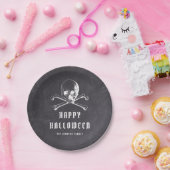 Vintages Schwarzes Piraten-Skull und KnochenHallow Pappteller (Party)