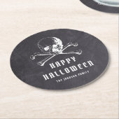 Vintages Schwarzes Piraten-Skull und KnochenHallow Runder Pappuntersetzer (Angewinkelt)