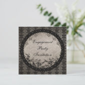 Vintages schwarzes Spitze-u. Einladung (Stehend Vorderseite)