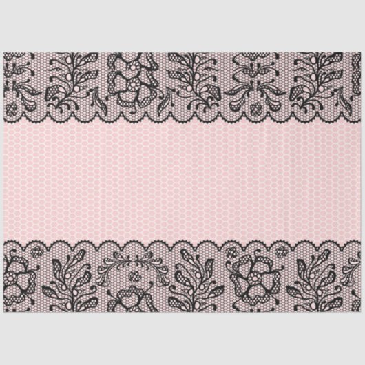 Vintages, schwarzes Spitzen-Dekopapier Seidenpapier (Vorderseite)