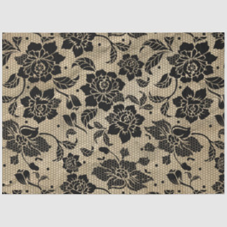 Vintages, schwarzes Spitzen-Dekopapier Seidenpapier