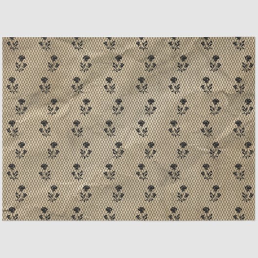 Vintages, schwarzes Spitzen-Dekopapier Seidenpapier (Vorderseite)