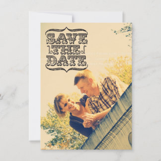 Vintages schwarzes Typografie-Foto Save the Date