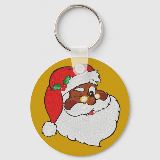 Vintages Schwarzes Weihnachtsbild Schlüsselanhänger (Vorderseite)