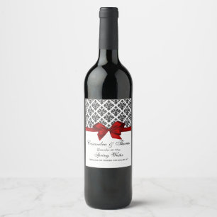 Vintages schwarzes weißes Damasee Rotes H Weinflas Weinetikett