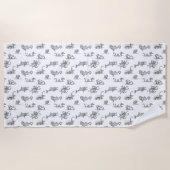 Vintages Schwarzmeer-Monster-Line Kunst-Strand Strandtuch (Vorderseite)