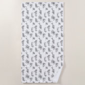 Vintages Schwarzmeer-Monster-Line Kunst-Strand Strandtuch (Vorderseite)