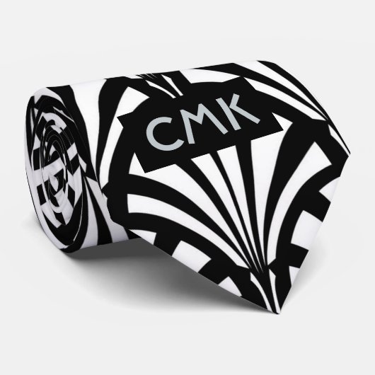 Vintages Schwarzweiss-Kunst-Deko-Muster Krawatte (Gerollt)