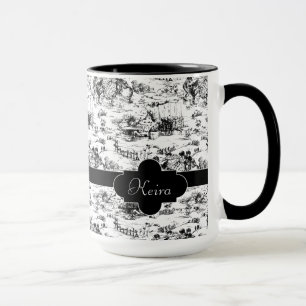 Vintages Schwarzweiss-Land Toile Tasse