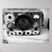 Vintages Schwarzweißfunkgerät Poster (Vorne)