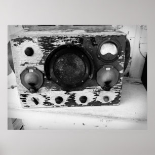 Vintages Schwarzweißfunkgerät Poster