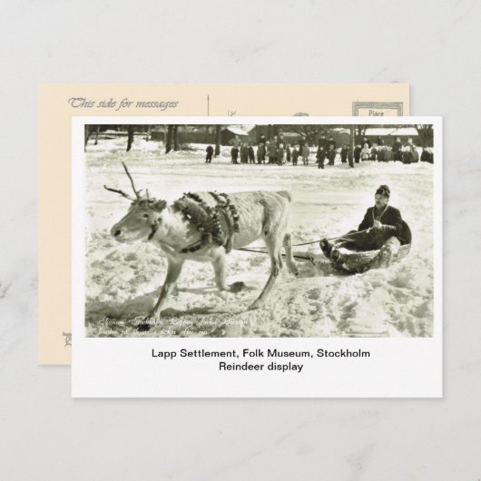 Vintages Schweden, Lapp-Siedlung, Volksmuseum, Postkarte (Vorne/Hinten)