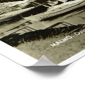 Vintages Schweden, Malmo, Wasserfront und Boote Poster (Ecke)