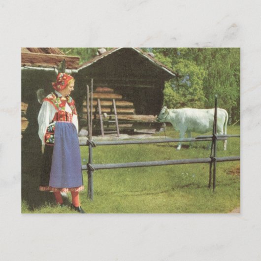 Vintages Schweden, traditionelle Landschaftszunge Postkarte (Vorderseite)