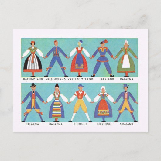 Vintages Schweden, traditionelles schwedisches Postkarte (Vorderseite)