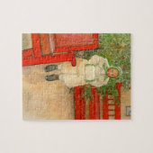 Vintages schwedisches Mädchen mit Puzzle (Horizontal)