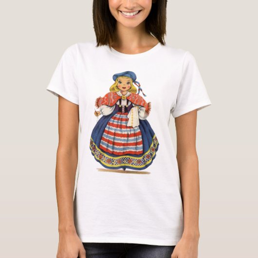 Vintages schwedisches Mädchen T-Shirt (Vorderseite)