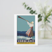 Vintages schwedisches Reiseplakat Postkarte (Stehend Vorderseite)