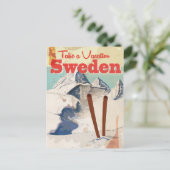 Vintages schwedisches Reiseplakat Postkarte (Stehend Vorderseite)