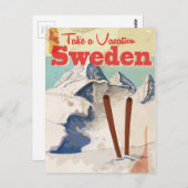 Vintages schwedisches Reiseplakat Postkarte (Vorne/Hinten)